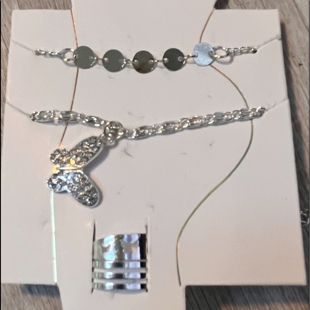 Silver Anklets and toe rings, as shown, costume